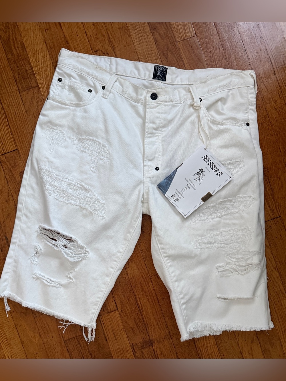 PRPS Goods & Co. White Challenger Distressed Shorts - Men’s Size 36- Like New
